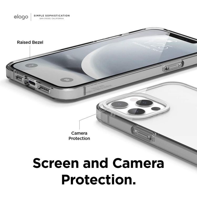 Elago Hybrid Case Compatible for iPhone 12 Pro Max (6.7"), Shock Absorbing Case Suitable Wireless Charging, Screen & Camera Protection - Crystal Clear