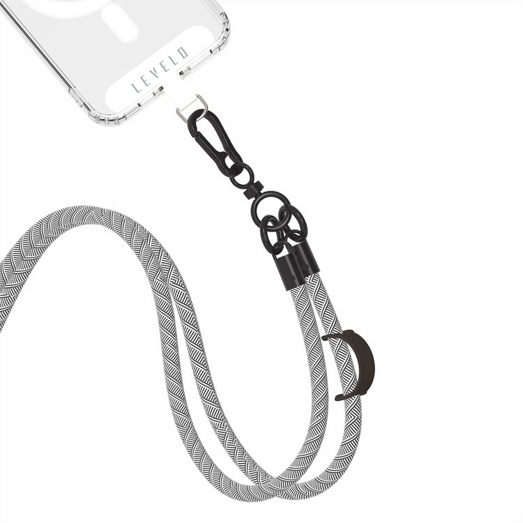Levelo Everly Phone Crossbody Lanyard, Lightweight Design, Adjustable Straps with 1.2m Length, Hypoallergenic Material, Universal Compatibility - Gray