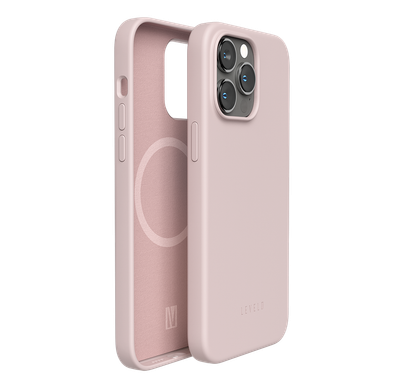 Levelo Iris Magsafe Compatibility Liquid Silicone Case for iPhone 14 Pro Max, Magsafe Compatible, Camera lens Protection, Shock- Proof Edges - Pink