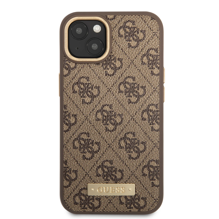 Guess Magsafe 4G PU Case With Metal Plate Logo - iPhone 14 Plus - Brown
