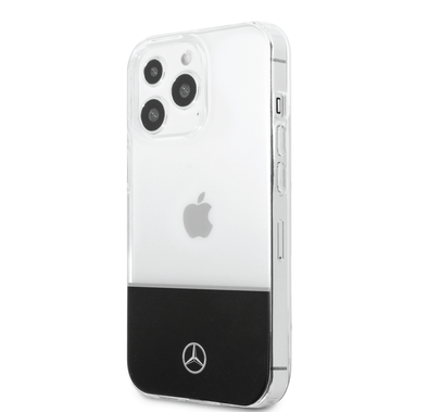 Mercedes-Benz PC/TPU Case with Silver Electroplated Middle Line iPhone 14 Pro Compatibility - Transparent