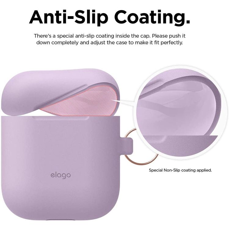 Elago Skinny Hang Case Cover Compatible for Apple AirPods 1&2 Generation, Upgraded Premium Silicone, Front LED Visible, Scratch Resistant, Drop Resistant, Protective Cover