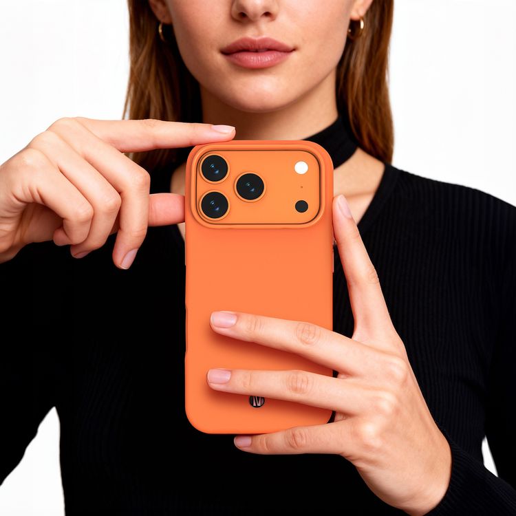Cannes PU Leather Case for iPhone 17 Pro Max with Strong Magnets, Shock-Resistant Bumper, MagSafe Compatibility, 5ft. | 1.5m Drop-Tested, Soft PU Leather Material - Orange