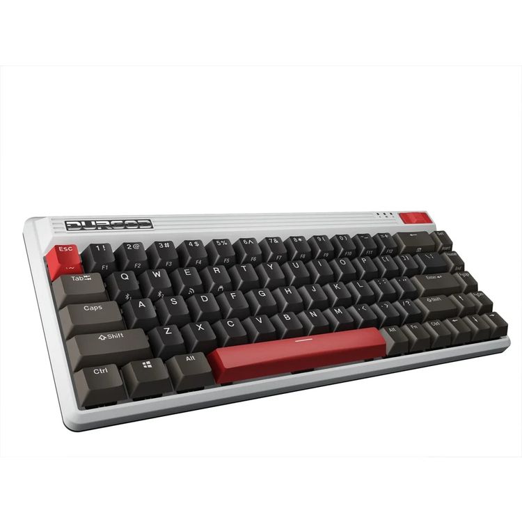Durgod Fusion Wireless Mechanical Keyboard 65% Layout Doubleshot PBCherry Profile, Bluetooth 5.0, compatibility with Mac & Windows, USB Type C, Red Switch - Gray/Black/Red