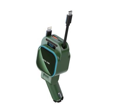 Green Lion Retractable 96W Car Charger, Digital Display, ...