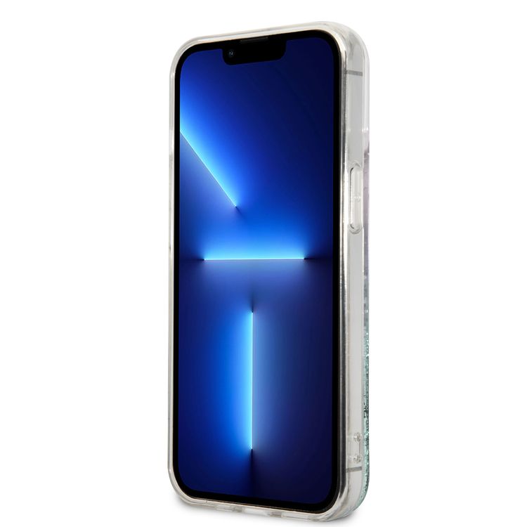 CG MOBILE Guess Liquid Glitter Case with 4G Pattern Gradient Background for iPhone 13 Pro (6.1") Back Cover Suitable with Wireless Chargers Officially Licensed Iridescent