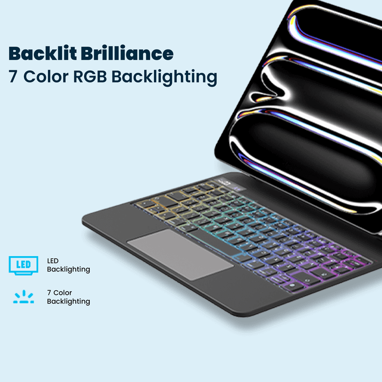 حافظة لوحة مفاتيح لاسلكية من باورولوجي داينا بورد لجهاز آيباد برو 13 بوصة (M4)، حامل هاتف ماج سيف، لوحة لمس، مفاتيح وسائط متعددة، سعة بطارية 500 مللي أمبير/ساعة، وقت عمل 8 أيام، وقت شحن 2.5 ساعة، سهولة الوصول إلى القلم، بلوتوث الإصدار 5.1، نطاق نقل 10 أمتار، ملحق سريع التركيب - أسود