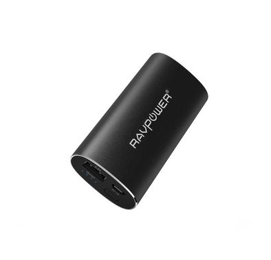 RAVPower Aluminum Power Bank 6700mAh with 2.4A Charging Output & iSmart Technology - Ergonomic Design Portable Charger Powerbank w/ LED Status Indicator & Full Protection - Black