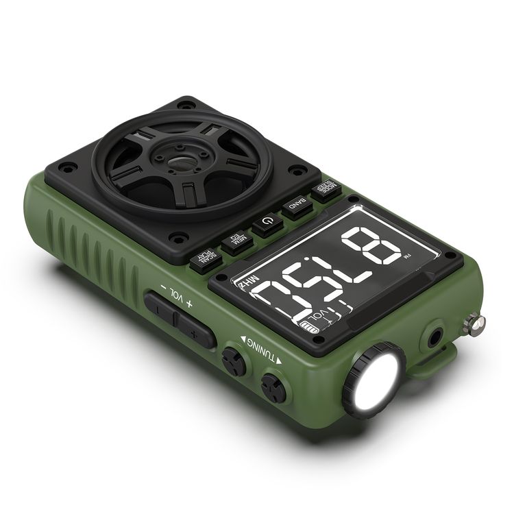 Green Lion Voyager Portable Radio with Bluetooth Speaker, 1.2W Flashlight, 6-7 Hours Playtime, 8-10m Transmission Range, Auto-Scan Mode, Lock & Sleep Function, 1.5 Hours Charging Time - Green