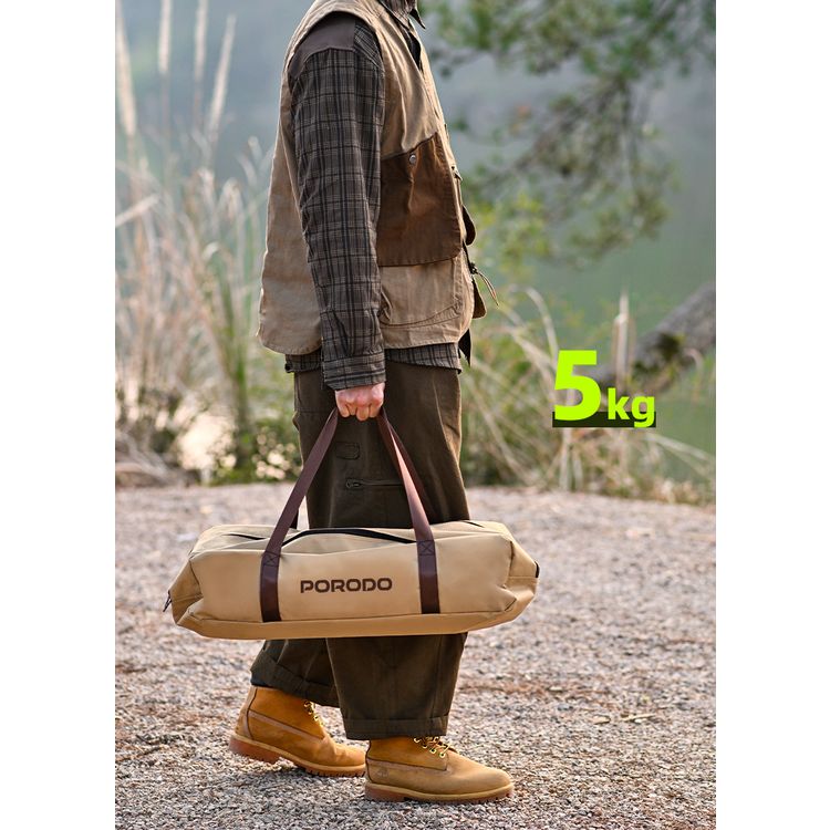 طاولة تخييم قابلة للطي محمولة من بورودو لايف ستايل مع موقد قابل للفصل وشبكة، سعة تحميل 150 كجم، نطاق ارتفاع من 45.5 إلى 58 سم، مادة الألومنيوم - بني