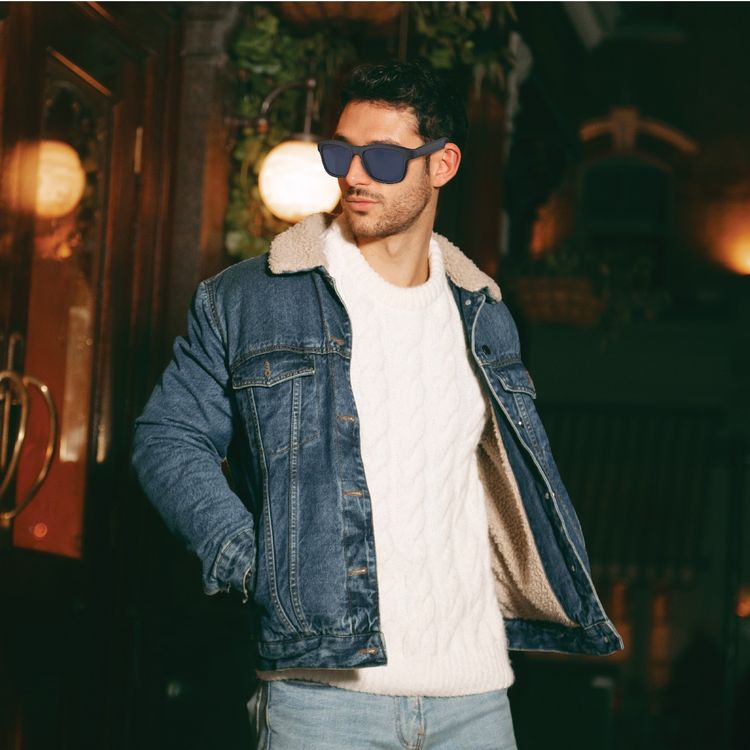 نظارات جرين ليون شيد ميت الذكية بمظهر عصري، وظيفة TWS، مكالمات بدون استخدام اليدين، مساعد صوتي، تحكم باللمس، كاميرا عن بُعد، عدسات مستقطبة، شحن مغناطيسي - أسود