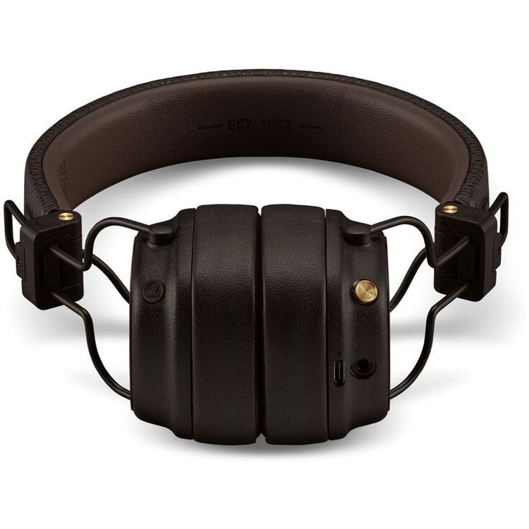 Marshall Major V Wireless On-Ear Headphones with Rugged & Foldable Design, Wireless Charging, 3 Hours Charging Time, Customizable M-Button, Bluetooth 5.3,Up to 100 Hours Play Time - Brown 