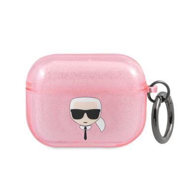 Karl Lagerfeld KLAPUKHGP AirPods Pro Case TPU Choupette Karl Case with Anti-Lost Ring for Apple Airpods Pro , Officially Licensed - Pink