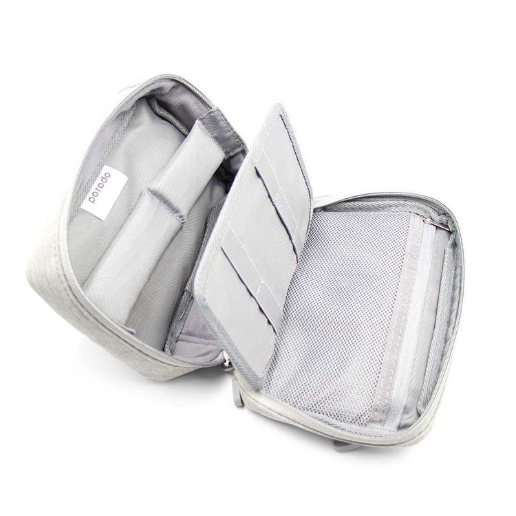 Porodo Convenient Storage Bag 8.2", Lightweight Slim Pouch, Easy for Carrying, Suitable for Outdoor, Business, Office, School - Gray