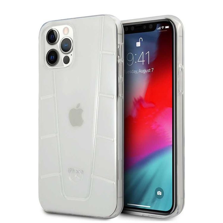 CG Mobile Mercedes-Benz Transparent Case Embossed 2 Compatible for iPhone 12 / 12 Pro (6.1") Shock & Scratch Resistant, Easy Access to All Ports - Clear