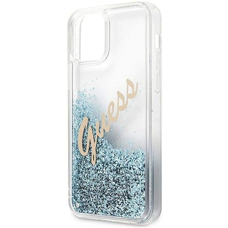 Guess Liquid Glitter Script Hard Case for iPhone 12 / 12 Pro ( 6.1" ) - Blue