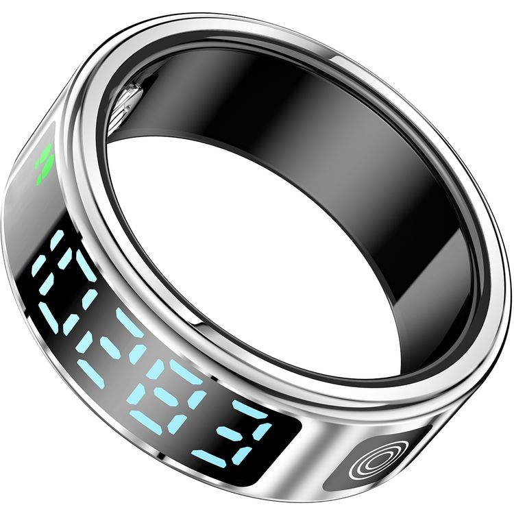 Porodo FitSync Smart Ring with Digital Display with Touch Scroll Function in Large Size 10, Up to 4 Days Active Use Time, 96KB Ram & 128KB ROM, Camera Gesture Control, Activity Tracking & 128 Sport Modes - Silver