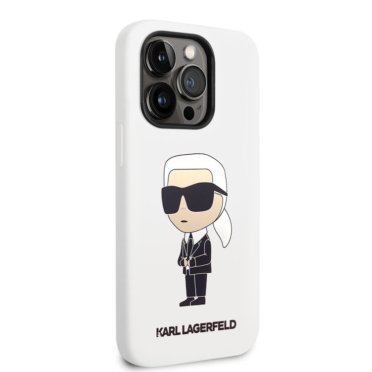 Karl Lagerfeld Magsafe Liquid Silicone Case With Ikonik NFT Logo iPhone 14 Pro Max - White