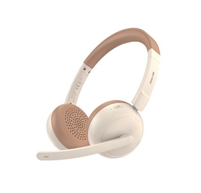 Green Lion Talk Pro Wireless Headphone with 54 Hours Play Time, Bluetooth Version 6.0, Flexible Mic Boom, ANC + ENC Dual Noise Control, Adjustable Fit Headphone, High-Fidelity Audio, All-Day Comfort Fit, Type-C Charging Port, Ultra-Long Battery Life, Soft Ear Cushions - Beige