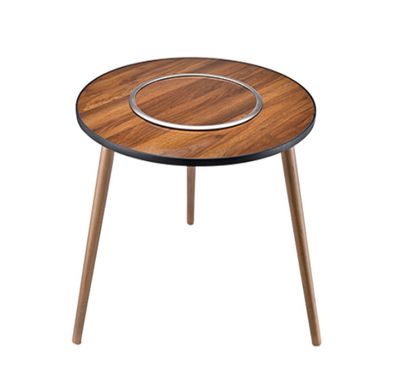 Porodo Lifestyle Multi Purpose Camping Round Table with 50 kg Weight Capacity, MDF Board + Birch Wood + Stainless Steel Material, Grill Pan & Gril Net - Brown