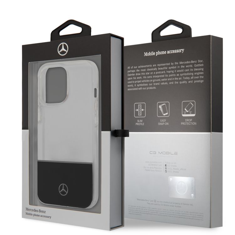 CG MOBILE Mercedes Benz PC/TPU Case with Electroplated Middle Line Black Compatible for iPhone 13 Pro (6.1") Easy Access to All Ports, Anti-Scratch, Shock Absorption