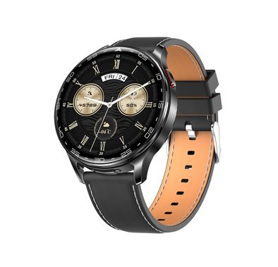 Porodo Pulse Smart Watch with Wireless Earbuds, Leather & Silicone Straps, Android 5.0 and iOS 10.0 and Above - Black
