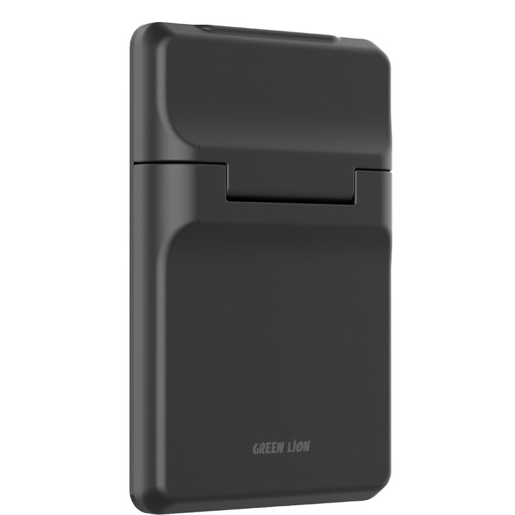 Green Lion W3-MagSafe Wallet with Card Holder, Flip-Out Kickstand, Quick Attach & Detach, RFID Protection, Slim Design, Flip-Out Kickstand - Black