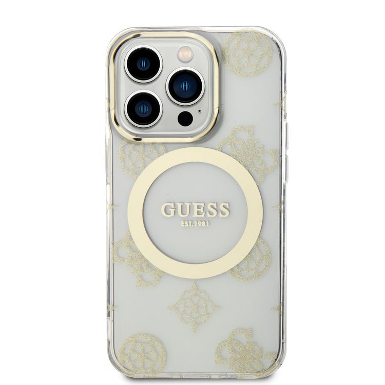 Guess Magsafe IML Case - Gold Transparent - iPhone 15 Pro