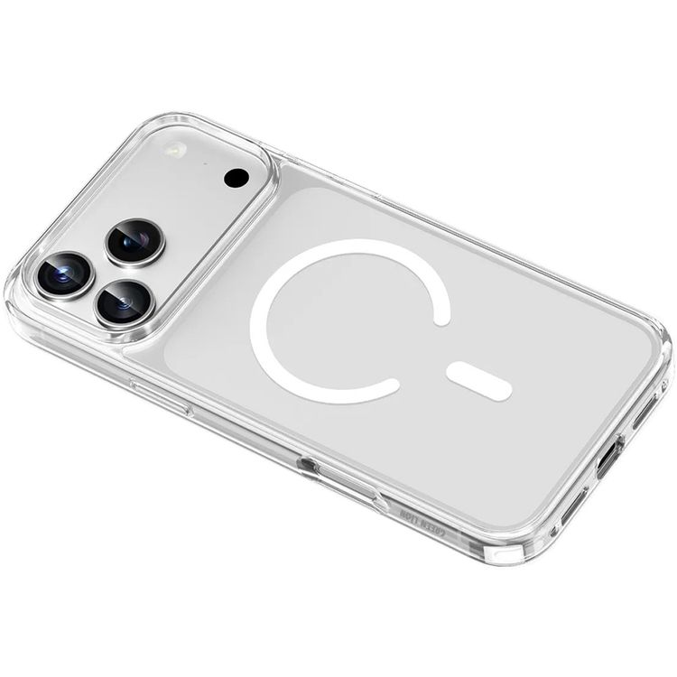 جراب Green Lion MagSafe شفاف كريستالي لجهاز iPhone 17 Pro Max، مغناطيسات قوية N52، وضوح فائق HD، حماية للكاميرا، مضاد للخدوش، حماية فائقة من السقوط، فتحات دقيقة، حماية بمستوى عسكري - شفاف