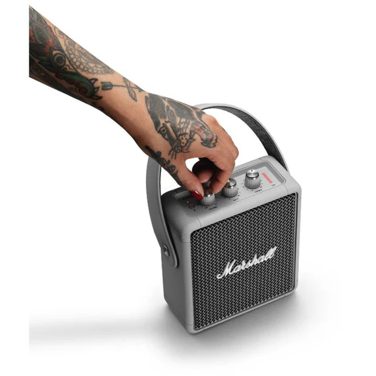 Marshall Stockwell 2 Bluetooth Wireless Stereo Speaker, Lithium-ion Battery, Water Proof, 20 Hours Playing Time, 5 Hours Charging Time, Fast Charge - Gray