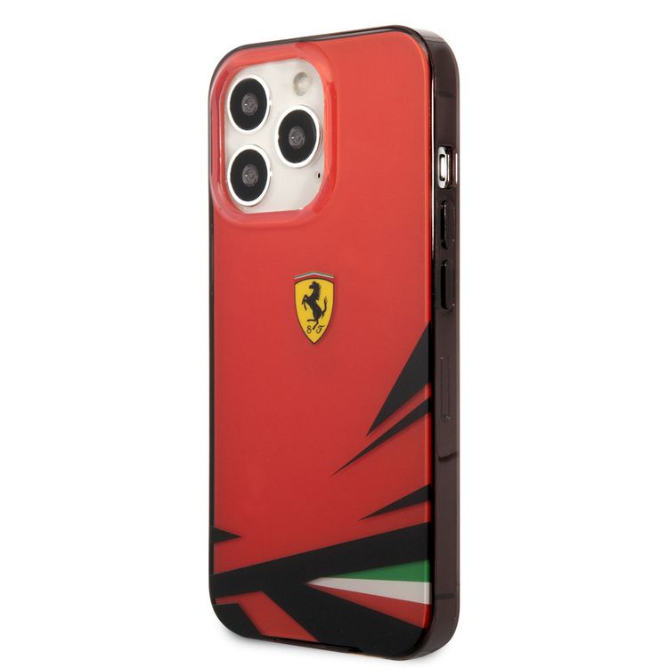 فيراري جراب ممتص للصدمات PC / TPU Scuderia مصبوغ ، حماية من السقوط ، متوافق مع ايفون 13 برو - أحمر