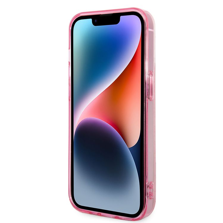 Lacoste Hard Case IML Double Layer & Dyed Bumper Signature Pattern - iPhone 14 Pro - Pink