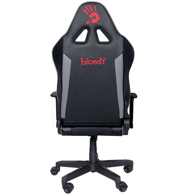 Bloody Gaming Chair, Ergonomic Backrest, High-Density Foam Cushion, 3D Adjustable Armrests, Class 4 Hydraulic Piston, Soft & Reliable Pillow - Black / Gray
