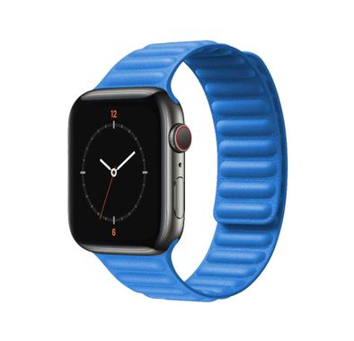 iGuard by Porodo Premium Leather Adjustable Magnetic Watch Band for Apple Watch, Fit & Comfortable Replacement Wrist Band Compatible for Apple Watch 44mm / 42mm - Blue