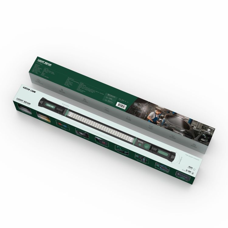 Green Lion Light Beam Magnetic Work Light with 93 LED Lamp Beads, Up to 6 Hours Working Time, USB-C Charging Port, Strong Magnetic Base, 360° Light Coverage, 5200mAh Battery, 180° Head Rotation - Black