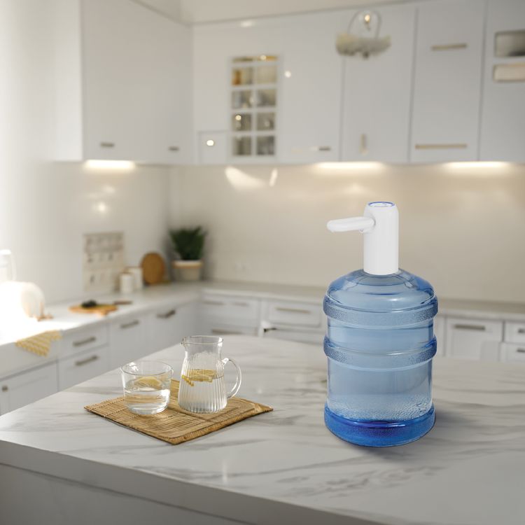 Green Lion Auto Water Pump with LED Indicator, One-Touch Pumping, 50cm Water Inlet Pipe, 6W Power, 2.2-2.4 L/min Pump Speed, ABS Material, Foldable Water Dispenser - White