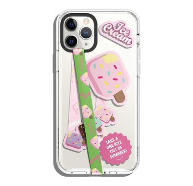 Elago Phone Strap for Smartphones,Stays Securely Attached,Avoids Drops,Double Sided Design for Variation,More Freedom to do more w/ Secure Strap-Green Strap & Strawberry Ice Cream