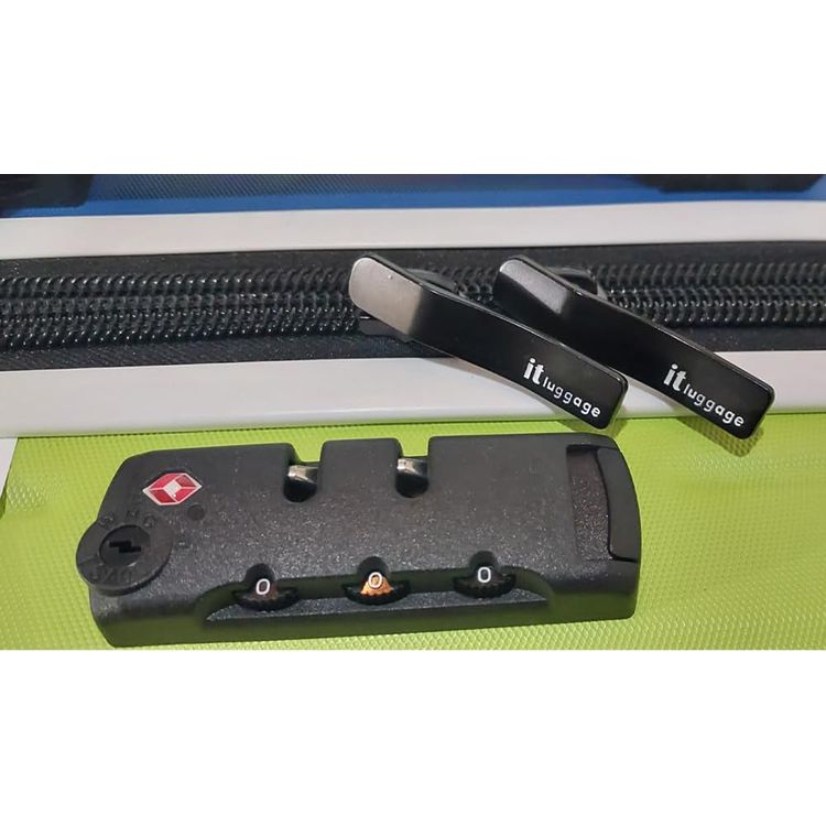 it Luggage Convolved Cabin Trolley, ABS Hard Shell, Expandable Design, Spinner Wheels, TSA Lock - Blue / Lime