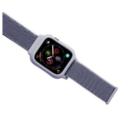 سوار ساعة آي جارد من بورودو من النايلون مع جراب مقاوم للصدمات ، وسوار معصم بديل مناسب ومريح ، وأشرطة قابلة للتعديل متوافقة مع ساعة أبل 38 ملم / 40 ملم - أبيض