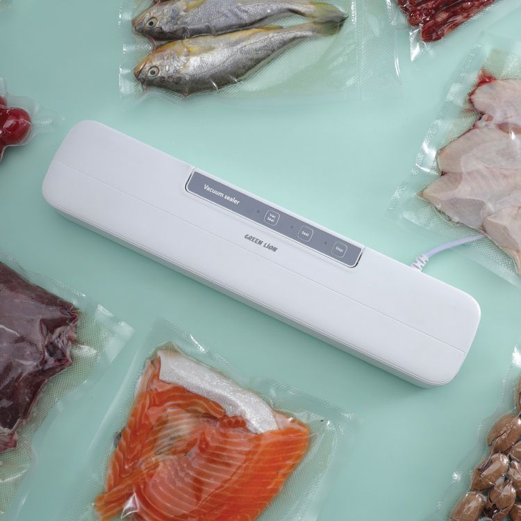 Green Lion Vacuum Sealer Machine with 10-20 Seconds Vacuum Sealing Time, Pre-cut Vacuum Bag Included, 30cm Maximum Sealing Length, Overheat Protection - White