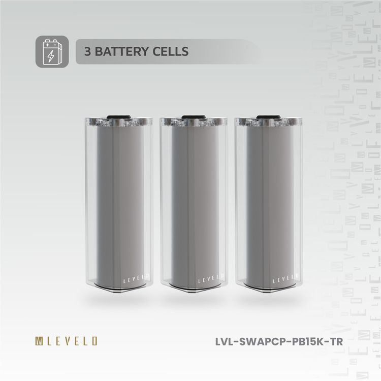 باوربانك Levelo SwapCell Pro بسعة 15000mAh مع ملحقات، 3 خلايا بطارية، قوة مغناطيسية قوية، ولاعة قوسية ورؤوس مصباح يدوي، خلية بطارية واحدة ورأس متضمن، شحن سريع - شفاف