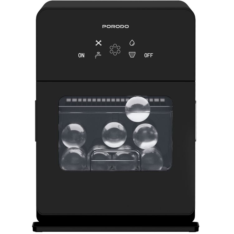 Porodo Lifestyle Sphere Ice Machine with Automatic Self-Cleaning, 4 Ice Spheres per Cycle, 1.6L Water Tank Capacity, Quiet & User-Friendly - Black