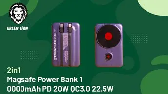 Buy Green Lion 2 in 1 Magsafe Power Bank In UAE | (GN2INMGPB10PL)10000mAh PD 20W QC3.0 22.5W |  (GN2INMGPB10PL)