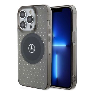 Mercedes-Benz iPhone 15 Pro Max Transparent Magsafe Case Stars Pattern - Black