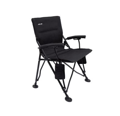 Green Lion Outdoor Camping Chair with Carrying Bag, 150kg Load Capacity, Bottle Holding Pocket, Camping Friendly, Non-Slip Feet, Easy to Carry - Black