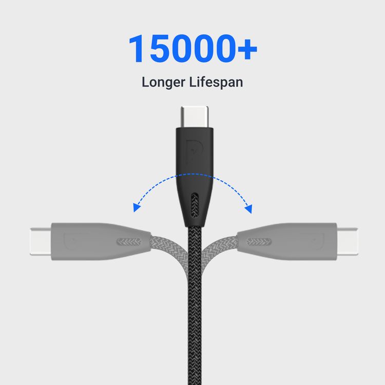  Powerology Braided USB-C to USB-C Cable - 2m / 6.6ft - Black - 2M