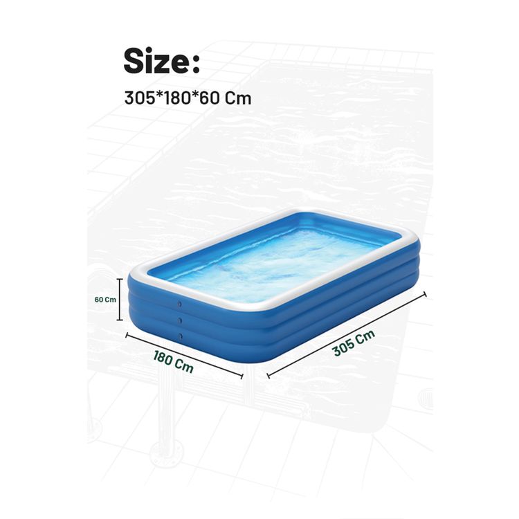 Green Lion Inflatable Swimming Pool with 1000L Water Capacity, Large, PVC, Fits 7-9 People, Suitable for 3+ Years Old, Sun Protection, Force Support, Odorless - Blue