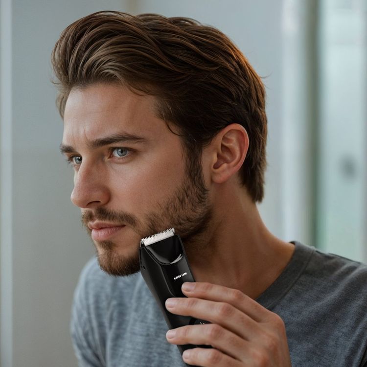 Green Lion Sensitive Duo Hair Trimmer & Shaver, 1.5 Hours Working Time, Ceramic & Stainless Steel Blades, 5W Power, Charging Base Included, LED Spotlight, Skin-Safe Blades, Travel Lock Function, USB-C Charging Port - Black