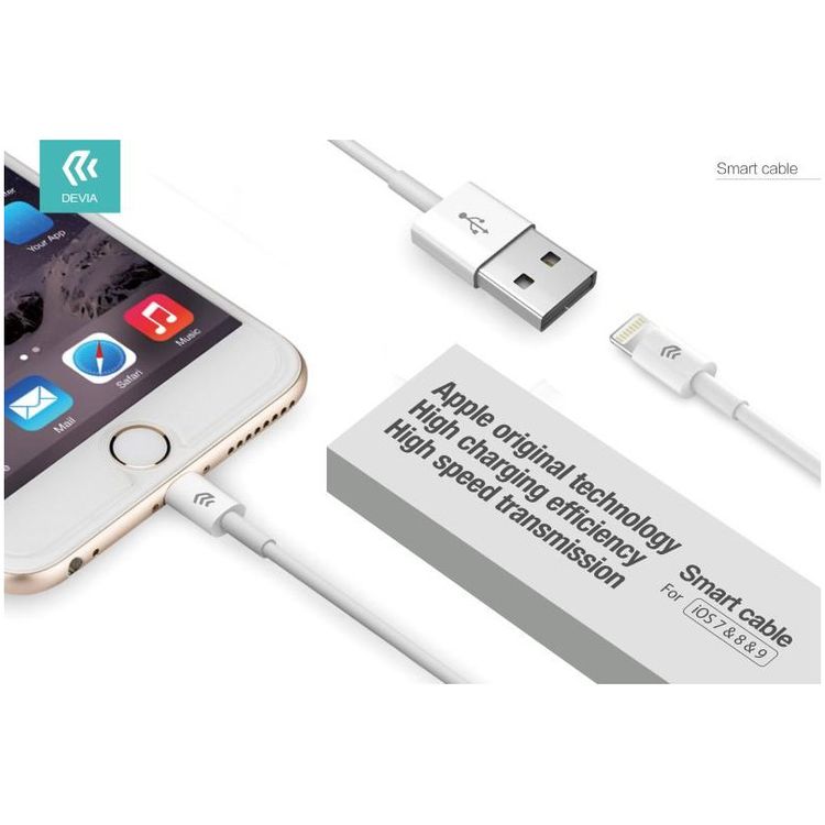 Devia 311598-WH  Smart Series Lightning Cable (5V 2A,2M), Charging + Data sync - White