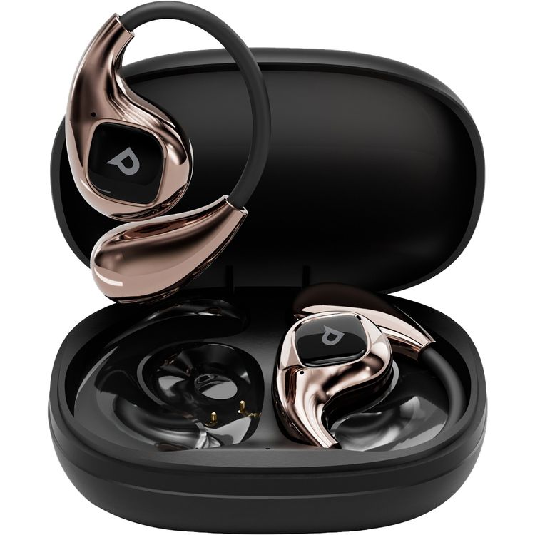 Powerology Nammos Open-Ear Earbuds with Immersive Audio, Ergonomic Fit, Omni-Directional Microphone, Smart Touch Control, Bluetooth Version 5.4 - Matte Black